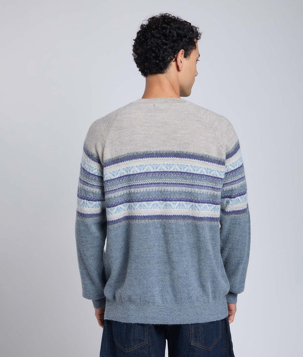 His Yoke Jacquard O Neck Pullover