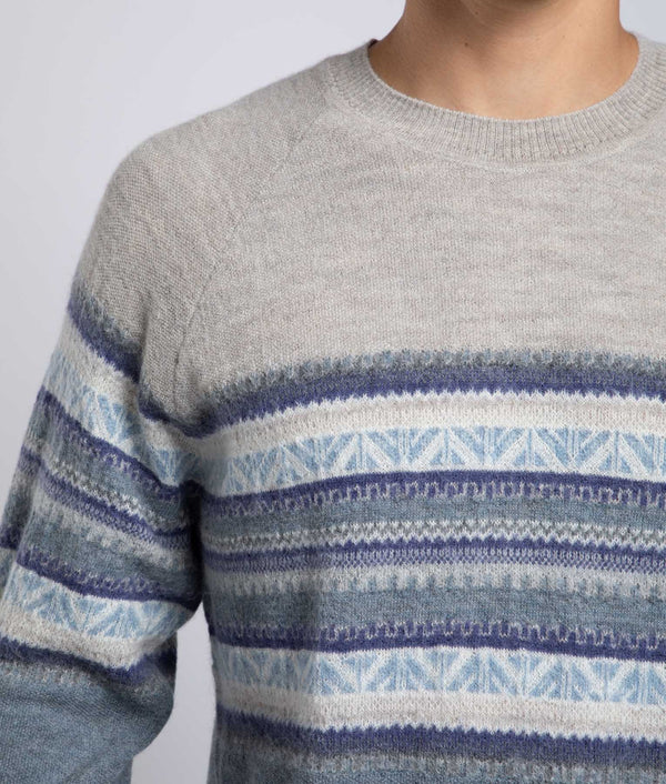 His Yoke Jacquard O Neck Pullover