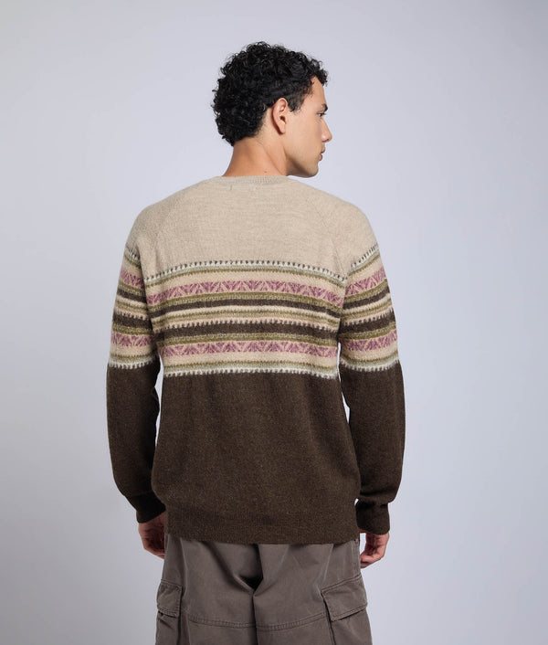 His Yoke Jacquard O Neck Pullover