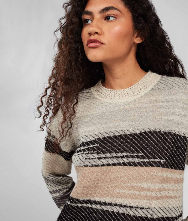 Eyelet Details Jacquard Sweater - Frappe And Deep Caverns