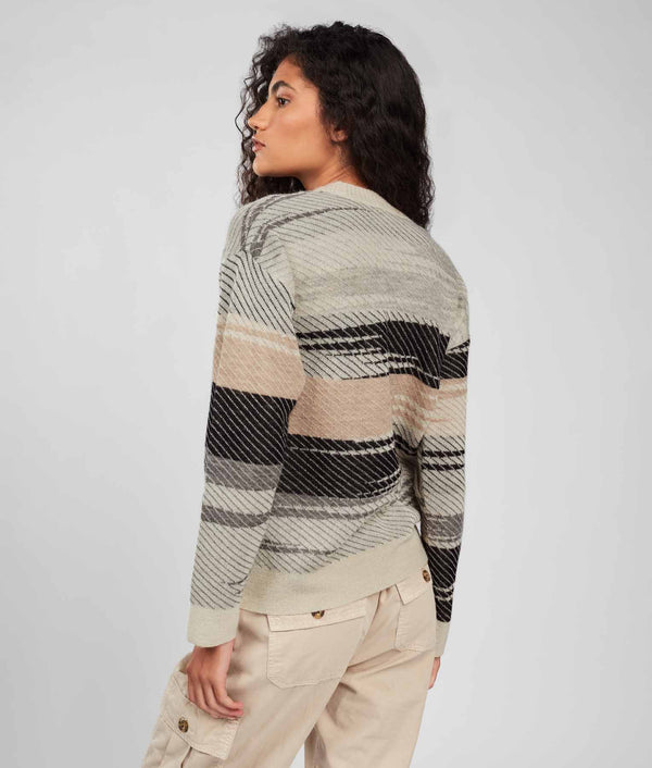 Eyelet Details Jacquard Sweater - Frappe And Deep Caverns