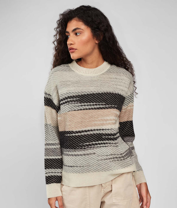 Eyelet Details Jacquard Sweater - Frappe And Deep Caverns