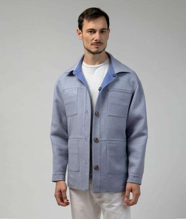 Men'S Reversible Car Coat - Bleached Denim