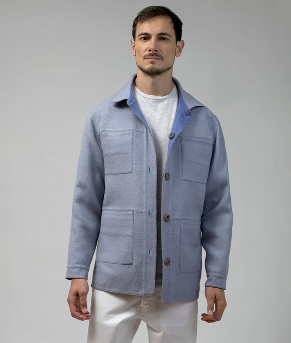 Men'S Reversible Car Coat - Bleached Denim