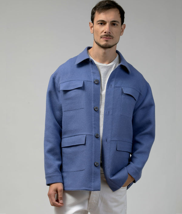 Men'S Reversible Car Coat - Bleached Denim