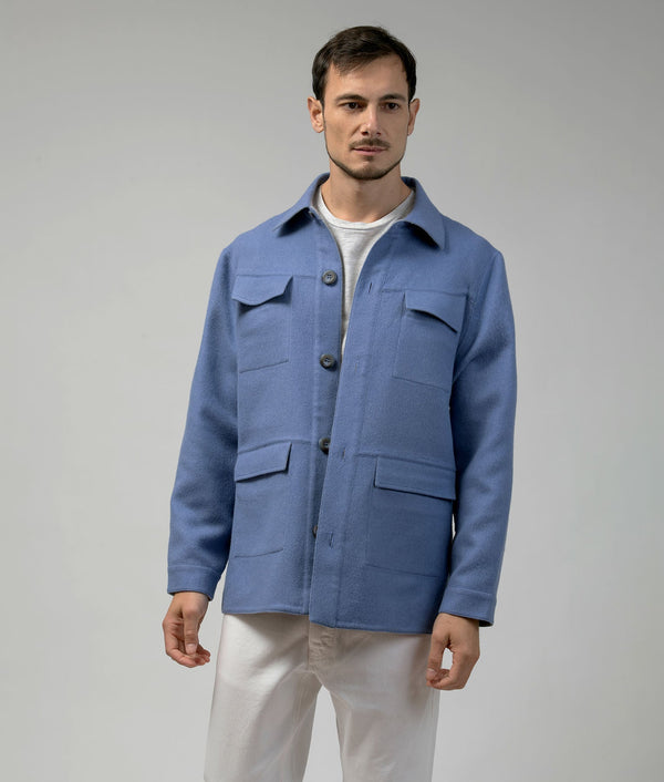 Men'S Reversible Car Coat - Bleached Denim