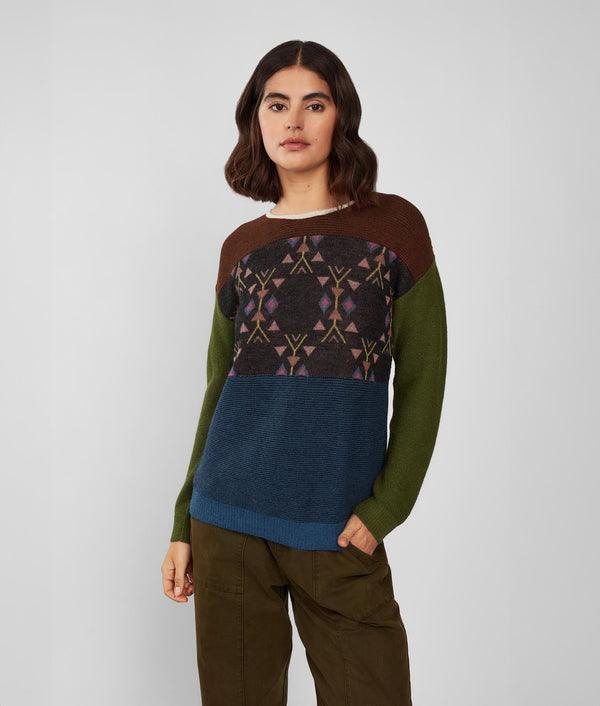 Lin & Jac O Neck Sweater - Chocolate Fondant And Burnt Olive