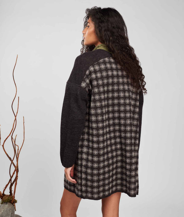 Bicolor Ptp Motif Double Face Cardigan - Black Bean And Cement