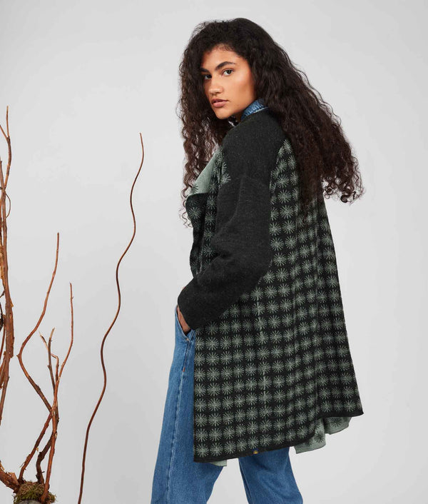 Bicolor Ptp Motif Double Face Cardigan - Iceberg Green And Rosin