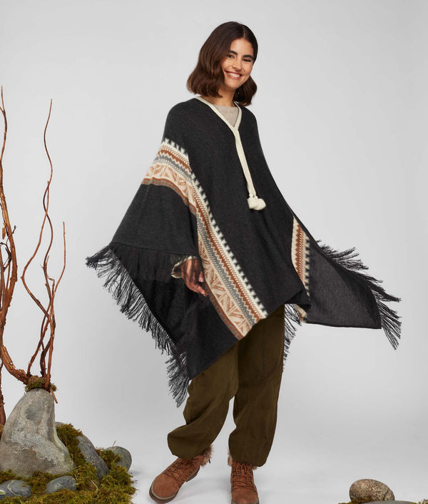 Storyteller Poncho - Black Beauty And Imperial Topaz