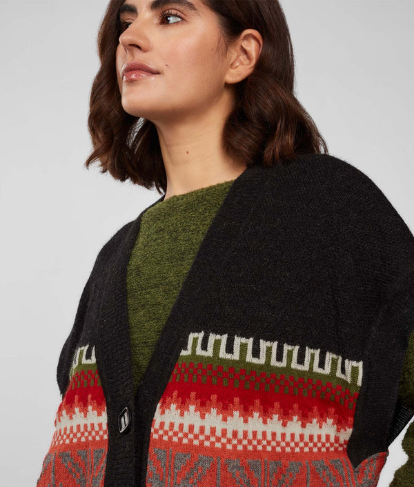 Jacquard Landscape Vest - Tap Shoe And Orange Red