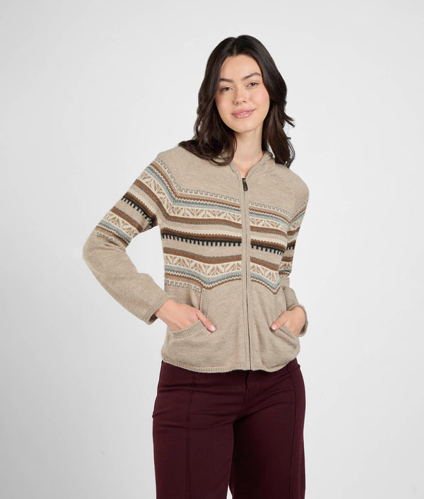 Cardigan with patch pockets - natural sand