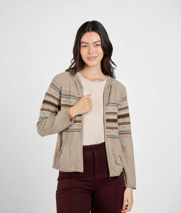 Cardigan with patch pockets - natural sand