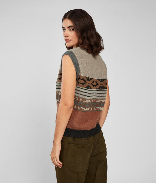 Jacquard Stripes & Textures Slipover - Hematite And Agate Gray