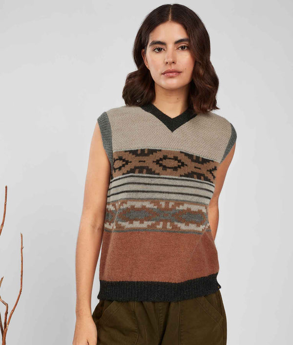 Jacquard Stripes & Textures Slipover - Hematite And Agate Gray