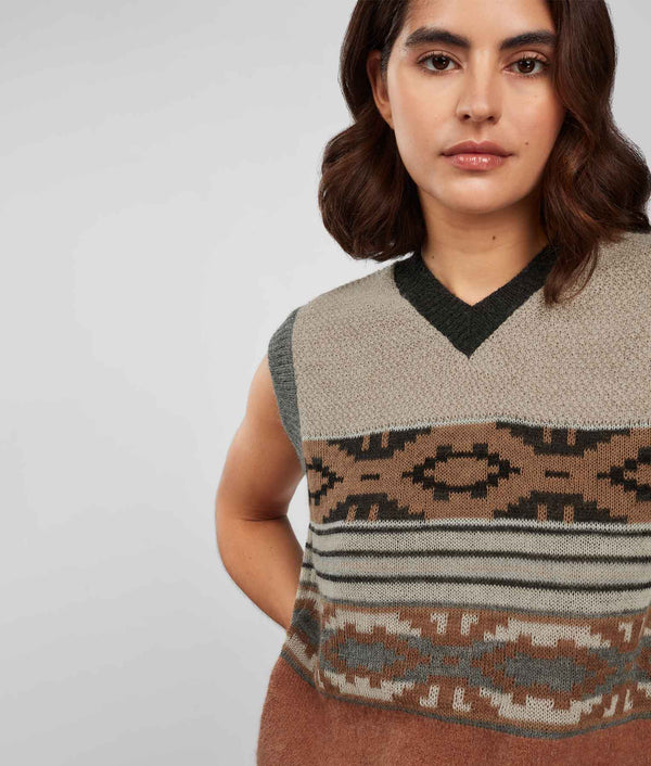 Jacquard Stripes & Textures Slipover - Hematite And Agate Gray