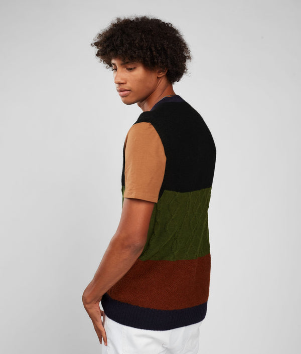 Men'S Textures & Cables Slipover - Forest Elf And Fired Brick