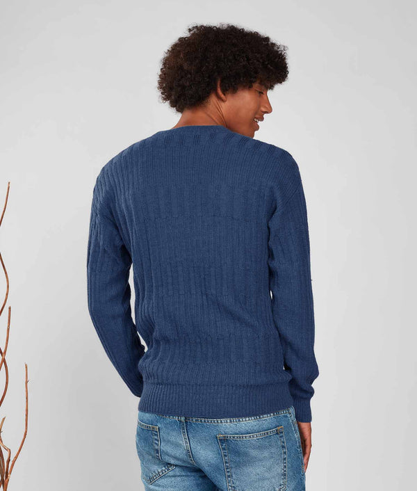 All Over Rib Sweater - Dark Blue