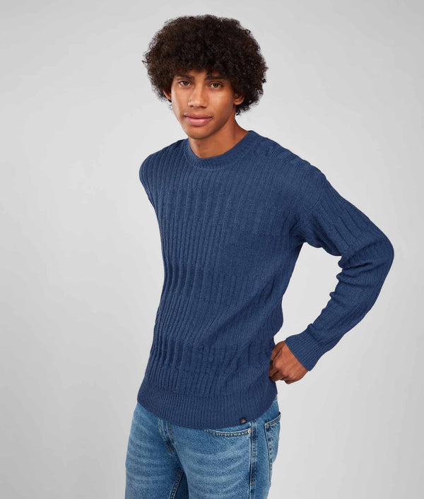 All Over Rib Sweater - Dark Blue