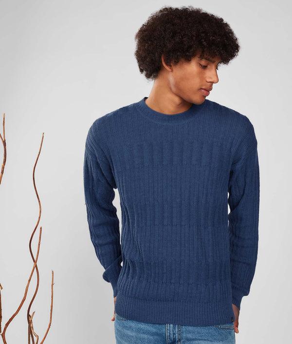 All Over Rib Sweater - Dark Blue