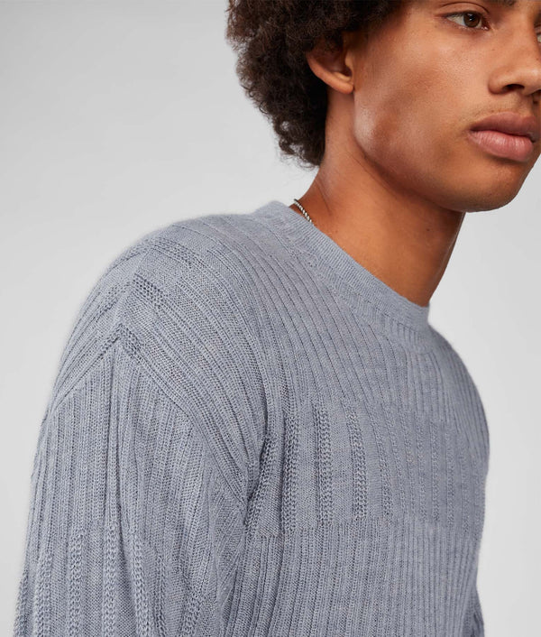 All Over Rib Sweater - Mirage Gray