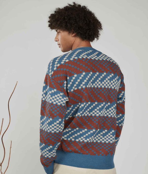 Flash Jacquard Crew Neck Sweater - Riverside And Arabian Spice