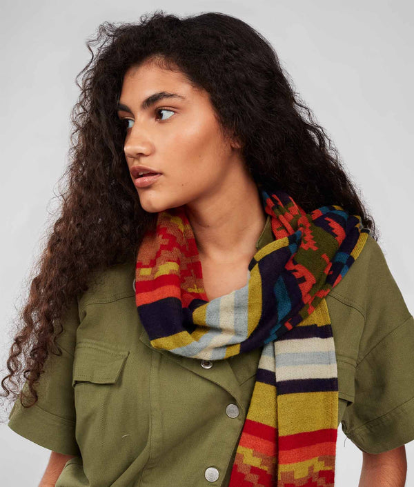 Tipped Jacquard Long Scarf - Oxford Tand And Bran