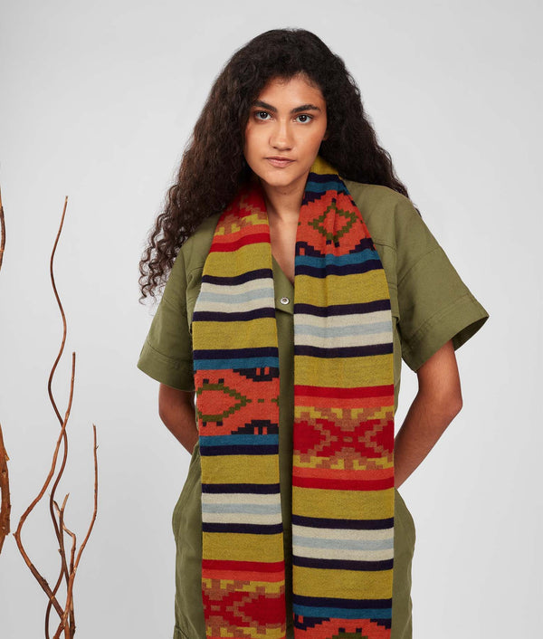 Tipped Jacquard Long Scarf - Oxford Tand And Bran