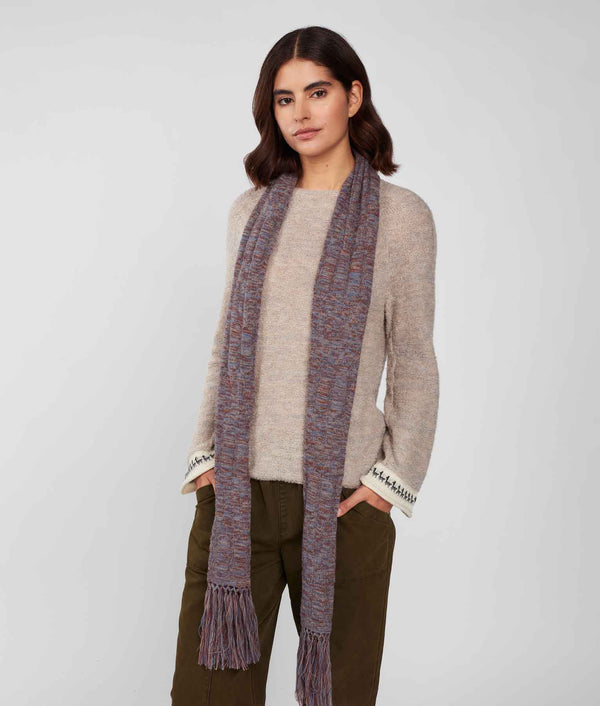 Ribbed Scarf With Long Fringe - Amphora