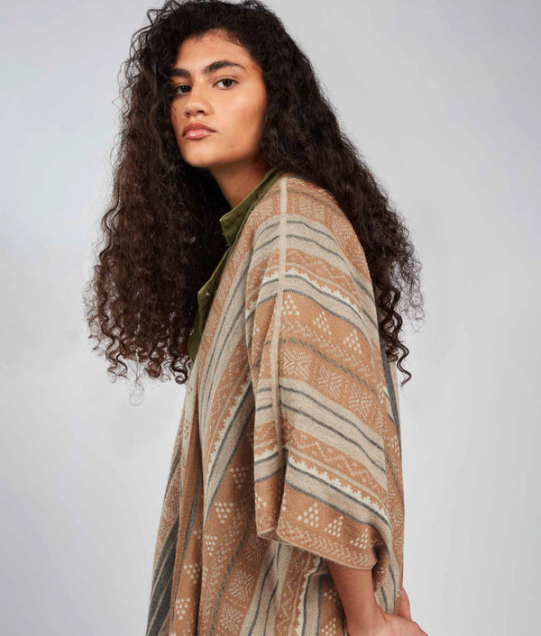 Poncho Festejo Reversible - Camel And Oxford Tan