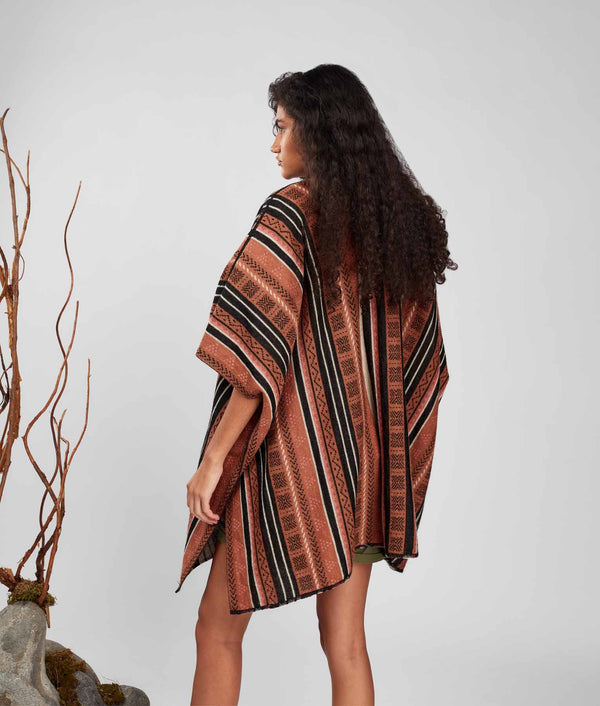 Poncho Festejo Reversible - Faded Rose And Mushroom