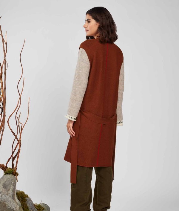 Links Long Vest - Brandy Brown
