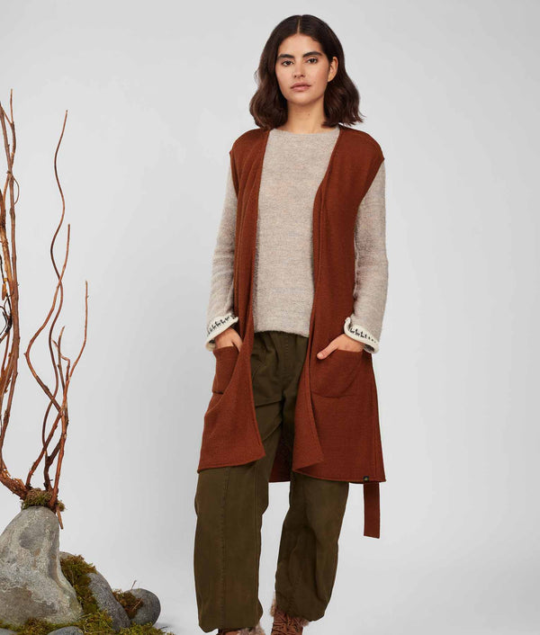 Links Long Vest - Brandy Brown