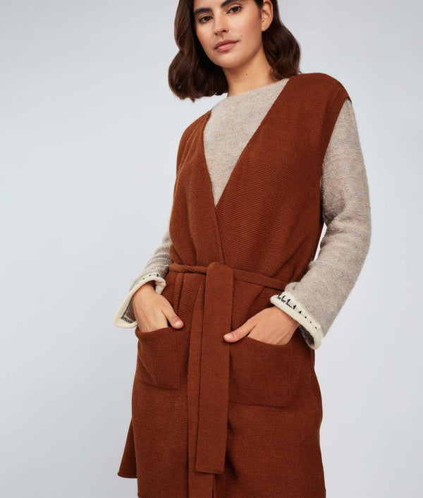 Links Long Vest - Brandy Brown