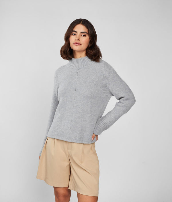 Jersey Turtle Neck Sweater - Mirage Gray