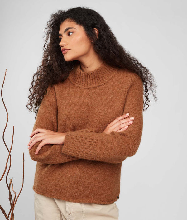 Jersey Turtle Neck Sweater - Amber Brown
