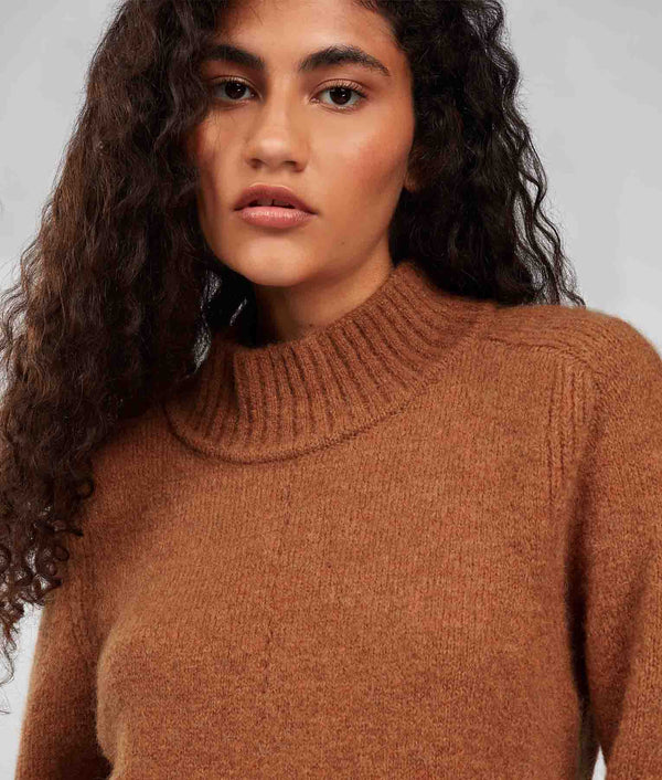 Jersey Turtle Neck Sweater - Amber Brown