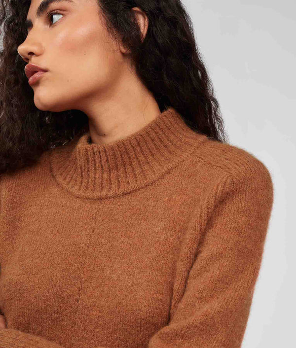 Jersey Turtle Neck Sweater - Amber Brown