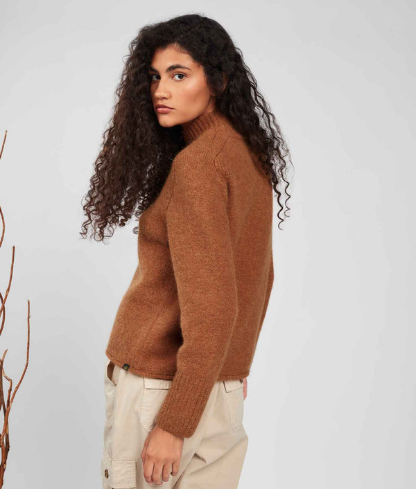 Jersey Turtle Neck Sweater - Amber Brown