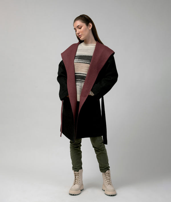 Reversible Long Wide Hoodie Coat