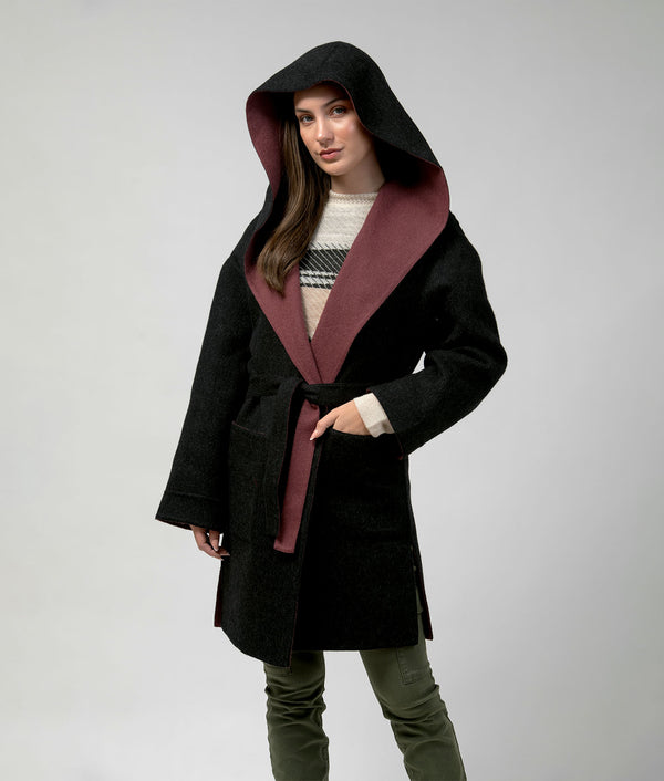 Reversible Long Wide Hoodie Coat