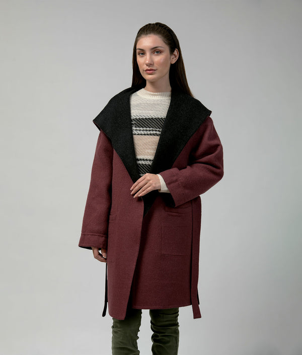 Reversible Long Wide Hoodie Coat