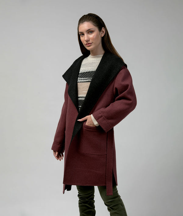 Reversible Long Wide Hoodie Coat