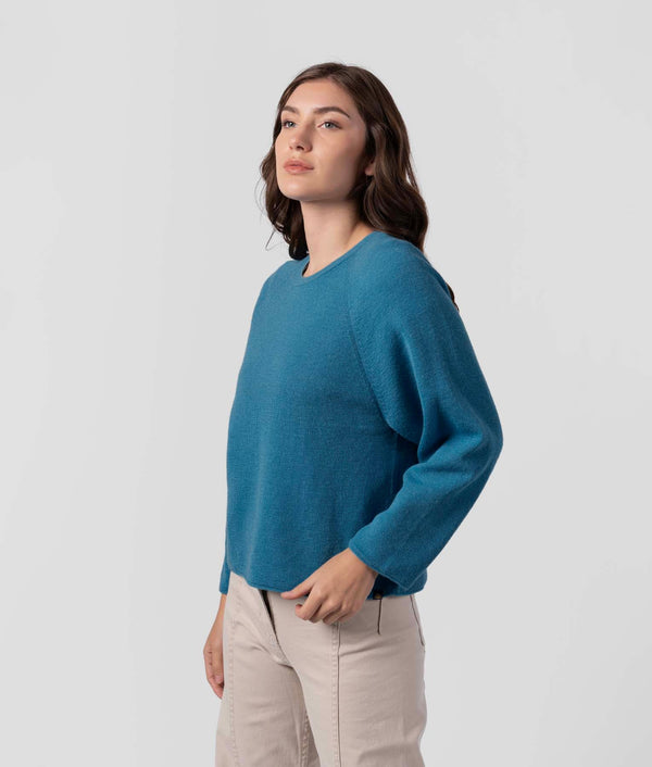 Basic Sweat Raglan Sleeves Sweater - Larkspur Blue