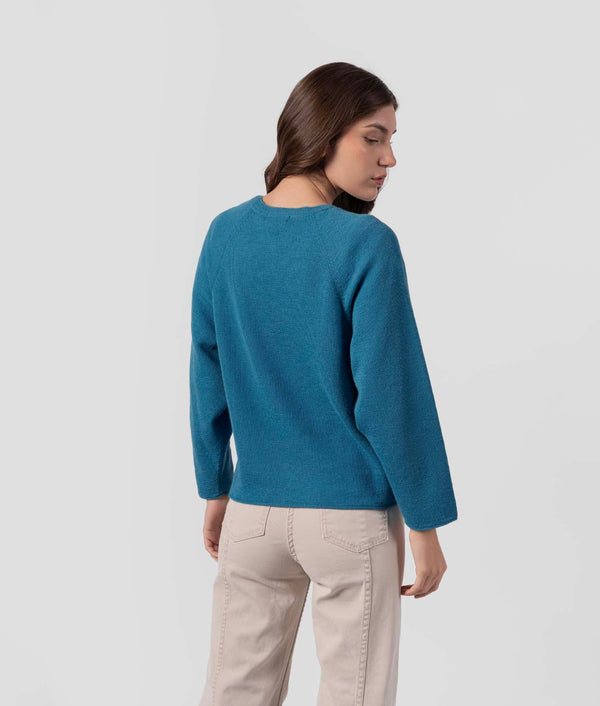 Basic Sweat Raglan Sleeves Sweater - Larkspur Blue