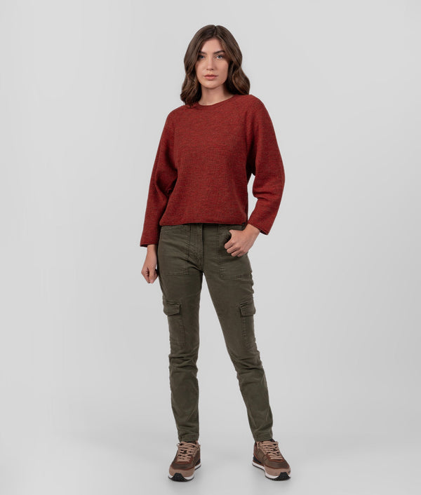 Basic Sweat Raglan Sleeves Sweater - Cherry