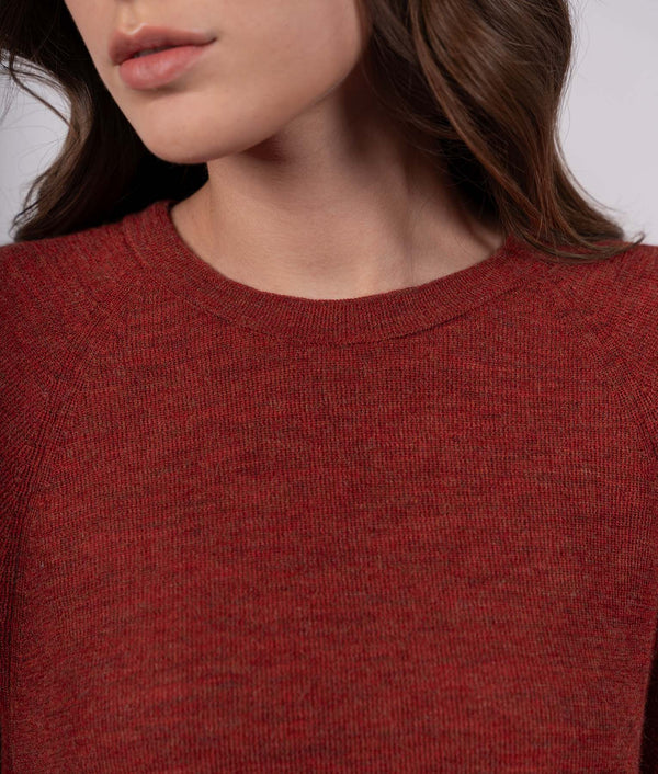 Basic Sweat Raglan Sleeves Sweater - Cherry