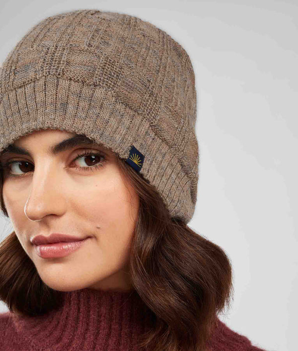 Ribbed Beanie - Brindle And Beaver Fur