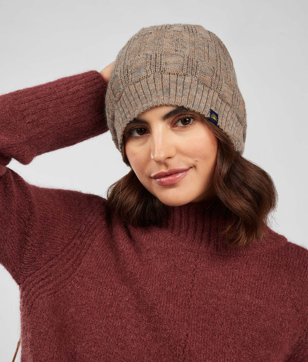 Ribbed Beanie - Brindle And Beaver Fur