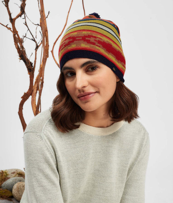 Tipped Jacquard Beanie - Savvy Red And Avocado Oil